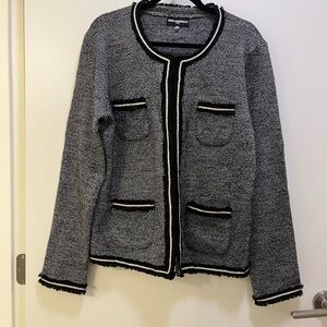 Karl Lagerfeld Black and White Tweed Blazer